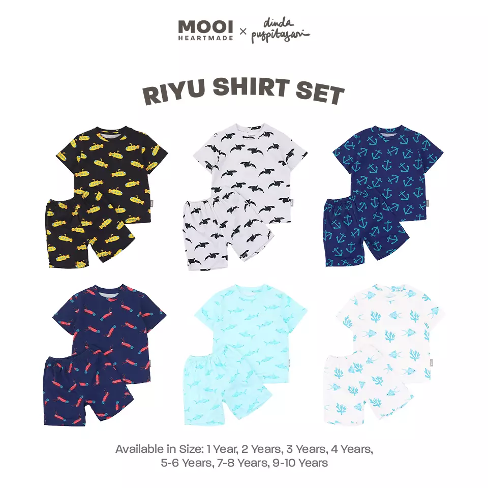 Mooi X Dinda Puspitasari Setelan Anak Laki-Laki Riyu Set - Black