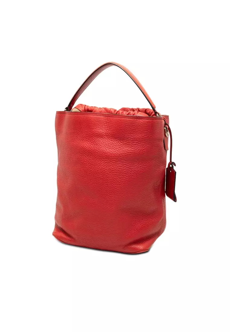 Pre-Loved Burberry House Check Canvas And Calfskin Ashby Bucket Bag