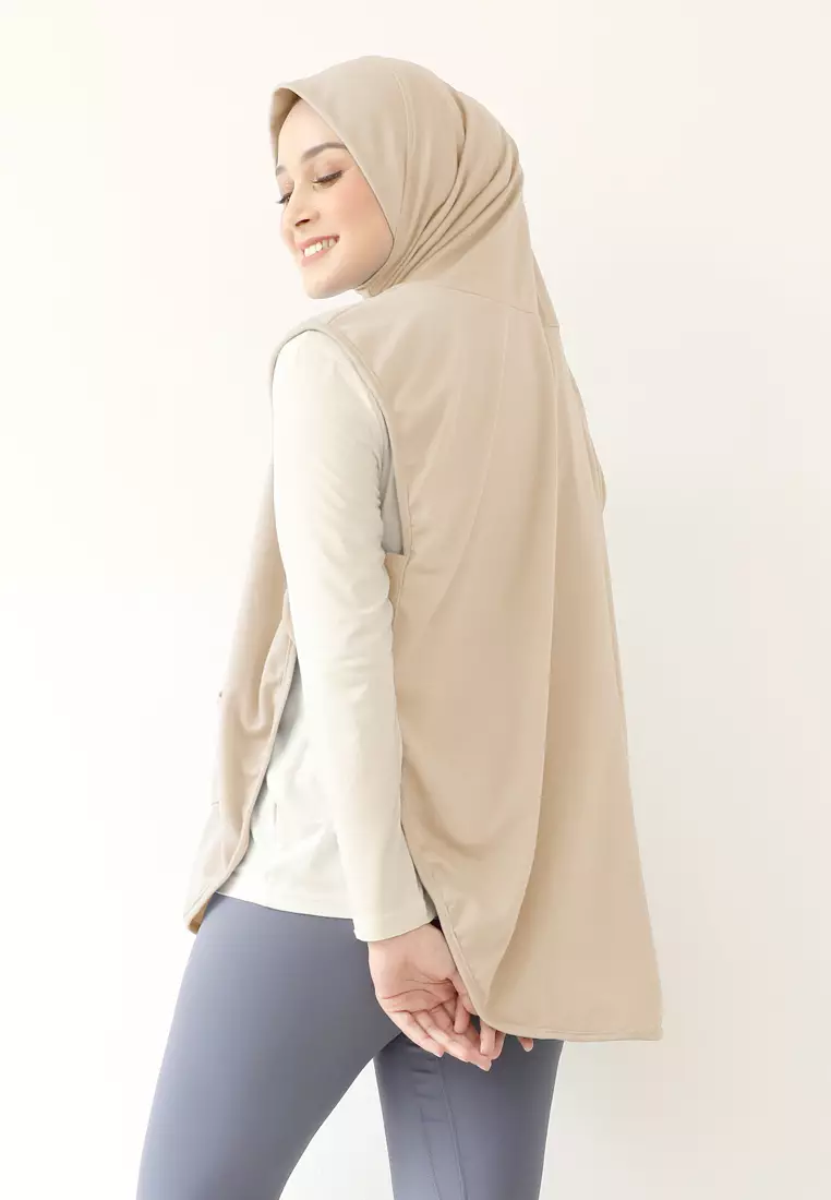 Hijab Vest Olahraga Nara Sporty Pocket - Choco Foam