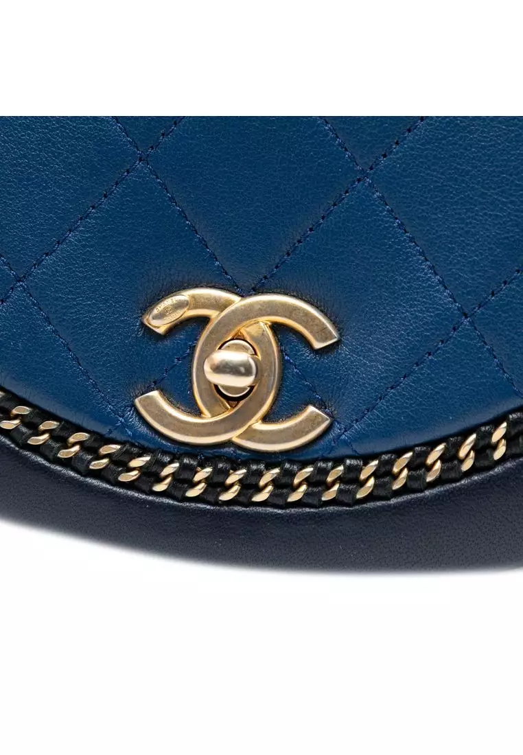 Pre-Loved Chanel Small Quilted Lambskin Chain Detail Saddle Bag