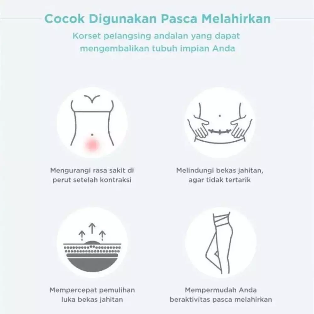 Mooimom Bamboo Postpartum Corset Grey L - Korset Pelangsing Melahirkan