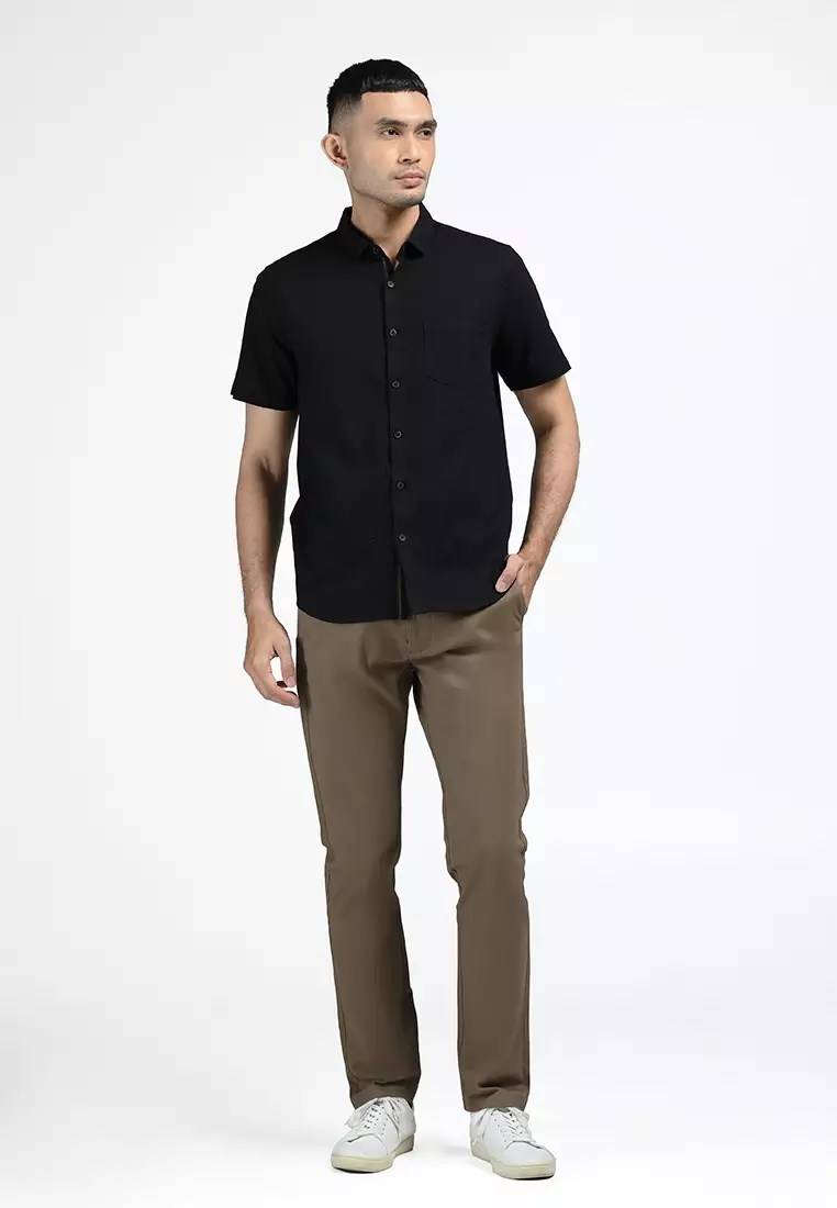 MOC Kemeja Lengan Pendek Pria POMPEY-BLACK