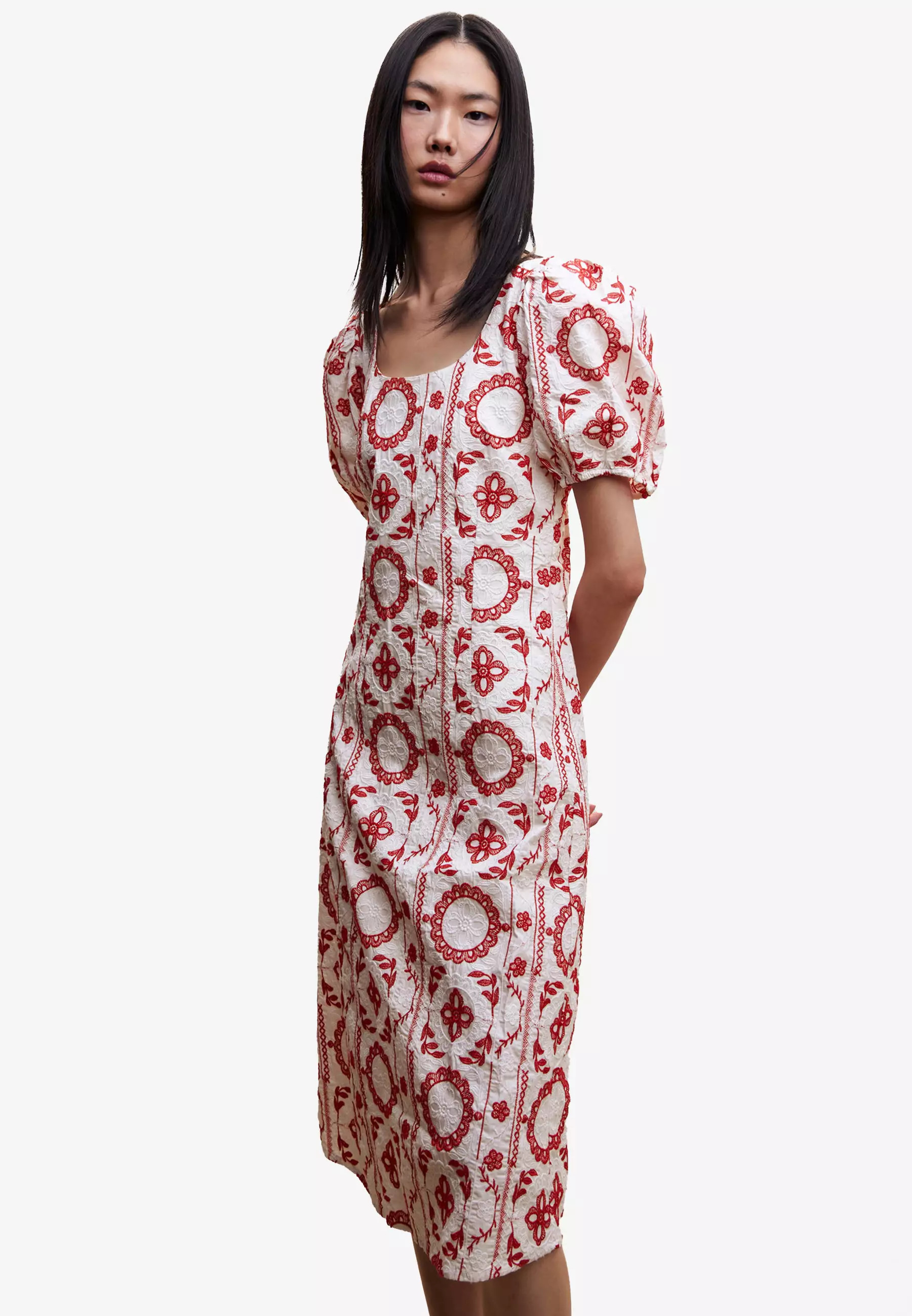 Mango embroidered 2025 cotton dress