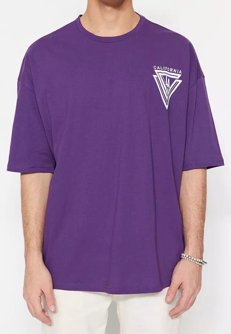 Wide Cut Crew Neck Short Sleeve Urban Print T-Shirt