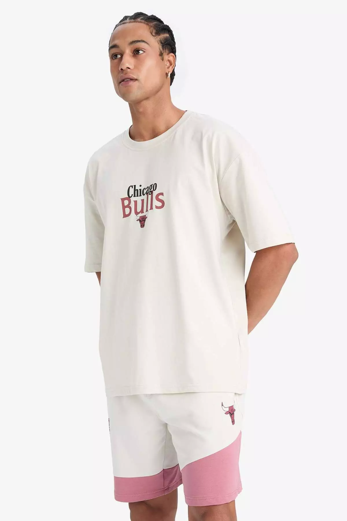 Defactofit Nba Chicago Bulls Oversize Wide Fit Crew Neck Back Printed Short Sleeve T-Shirt E2185