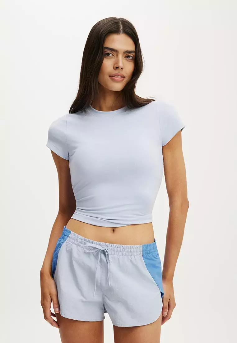 Woven Dolphin Hem Micro Shorts