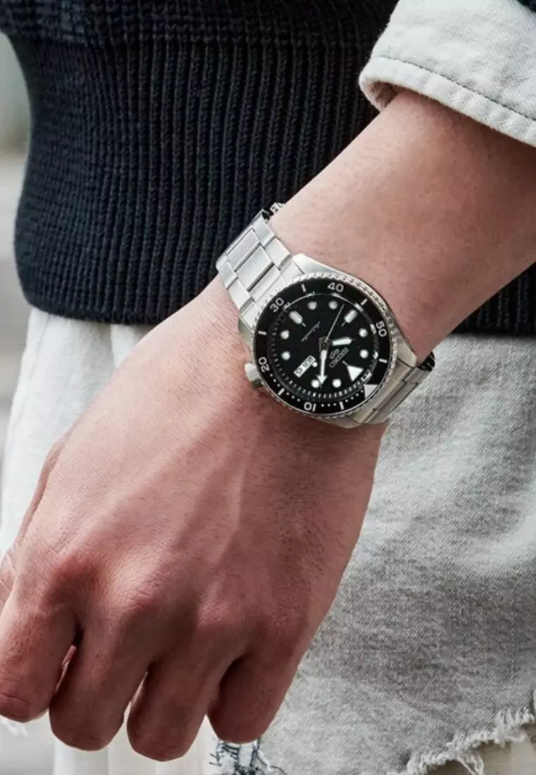 Seiko 5 Sports SKX Series Black Dial Stainless Steel Band Automatic Watch SRPD55K1