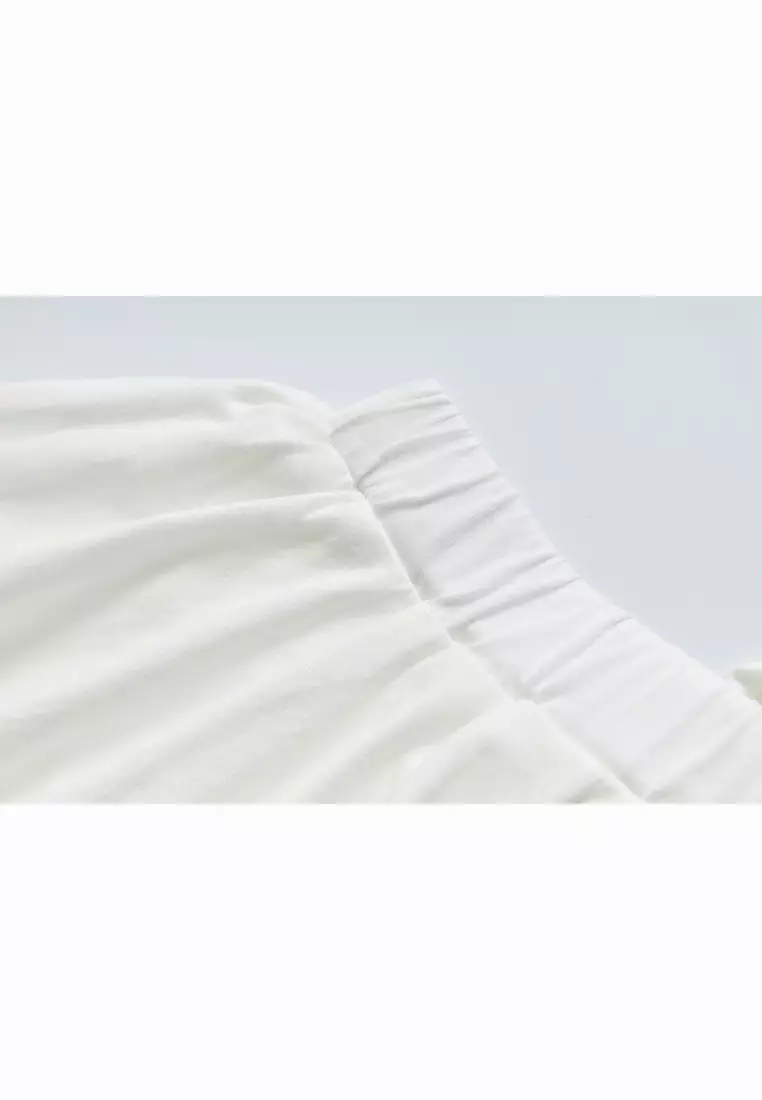 Baby Kids Plain White Pleated Detail Skort Culottes Shorts Skirt 100% Cotton Bottom National Day Outfit