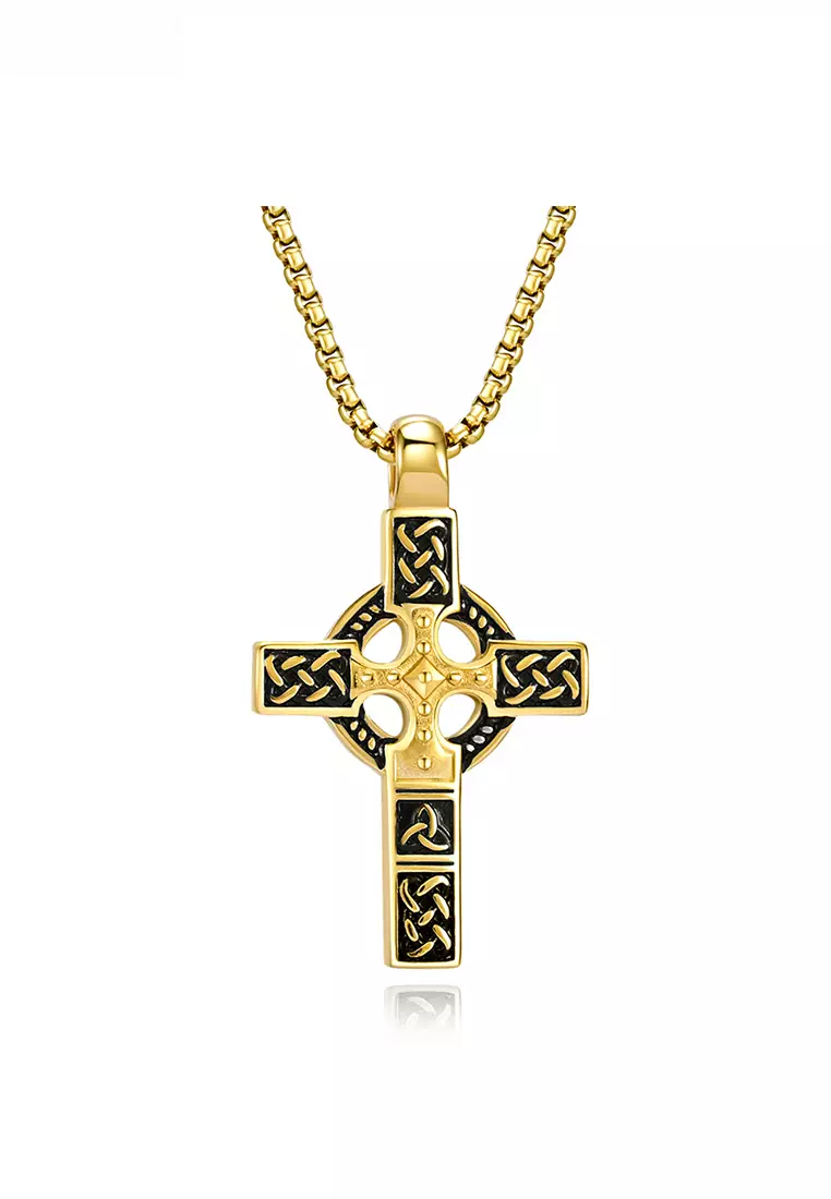 Gold celtic cross clearance pendant