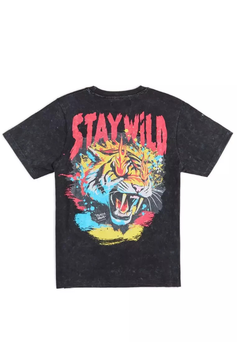 NYC Streetwear - Stay Wild Tiger Short Sleeves Tee - Black