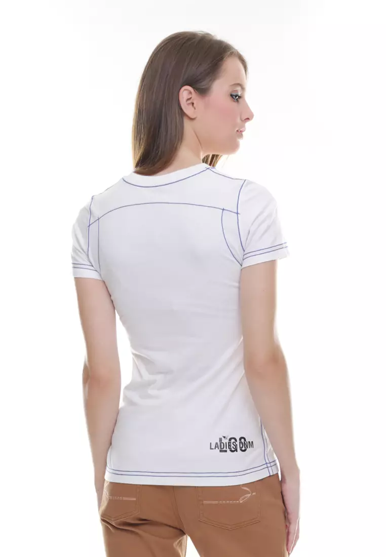 LGS Kaos Casual Wanita Regular Fit Putih Motif Sablon Style Size