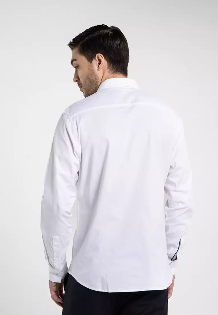 MOC - Kemeja Polos Lengan Panjang Pria Verdon - White
