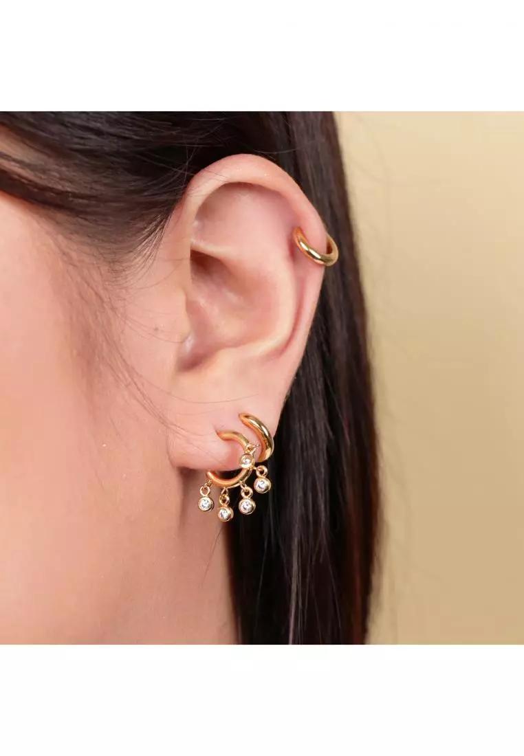 Vermeil Mini Shaker Crystal Hoop Earrings