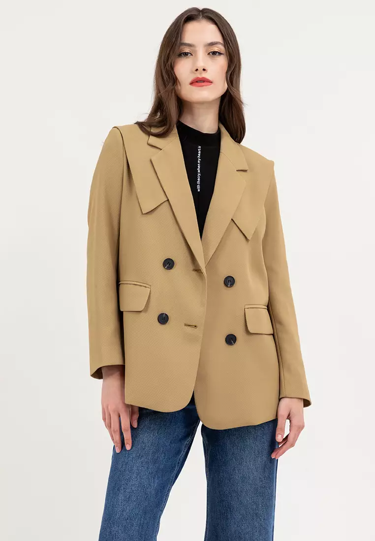 Double Breasted Coat with Removable Layer