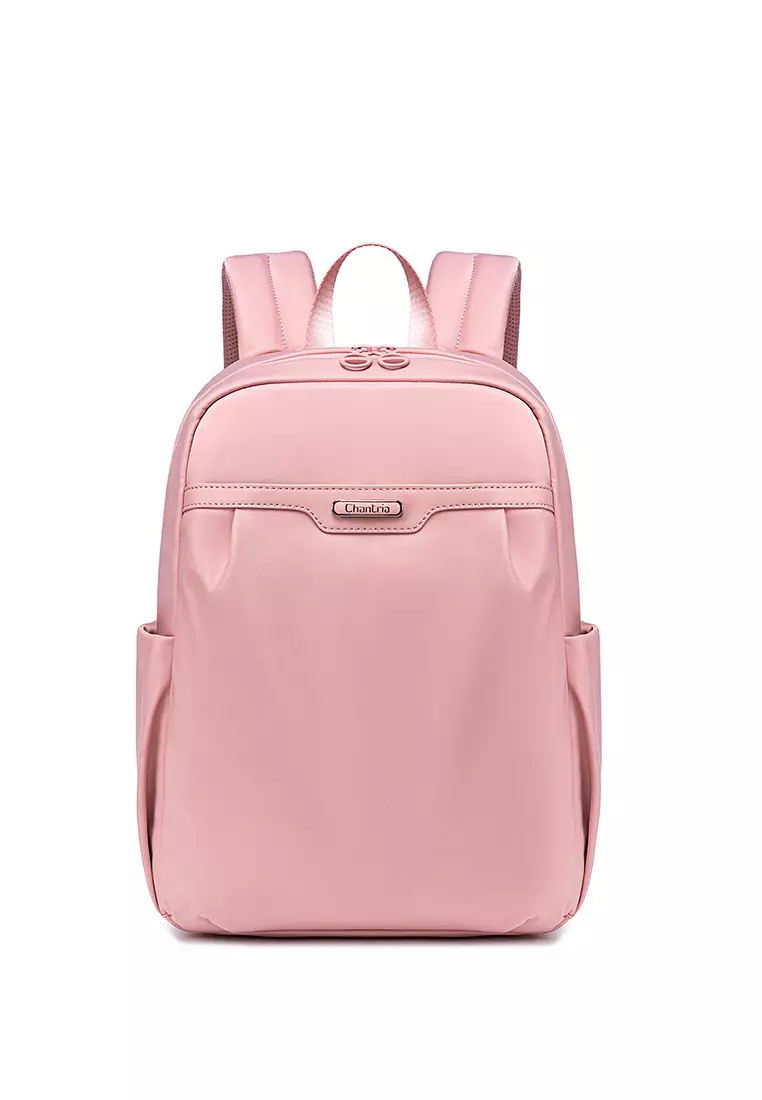 Solid Color 15.6'' Laptop Compartment Light Nylon Waterproof Knapsack Backpack For Women