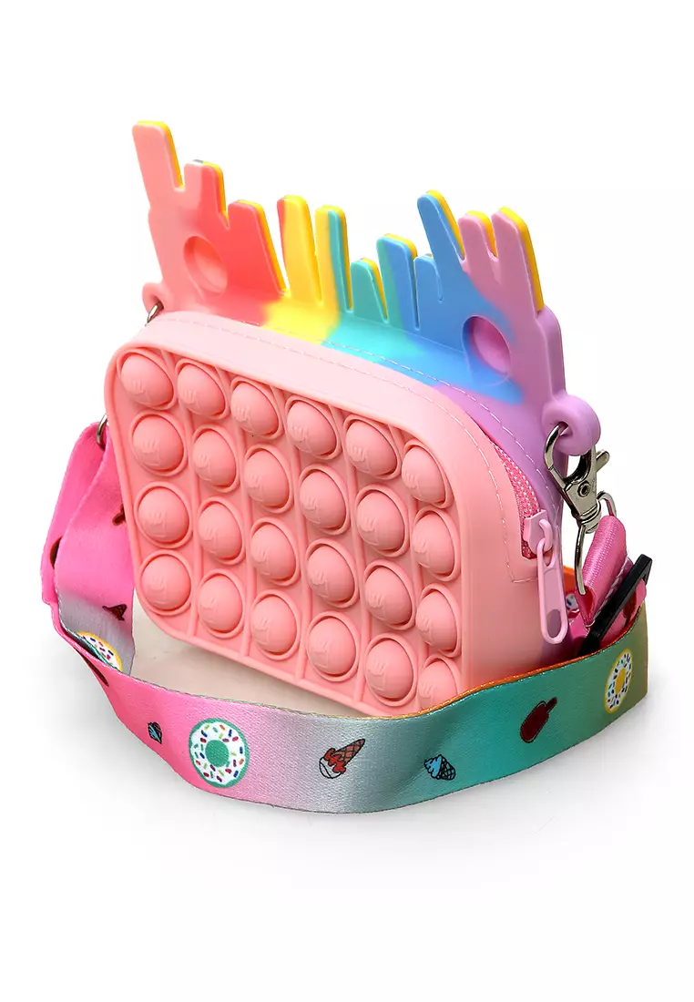 Shane Tas Selempang Anak Wanita Sling Bag Pop It Desain Kentang Makaron 2 Material Silicone ORIGINAL - Multicolor