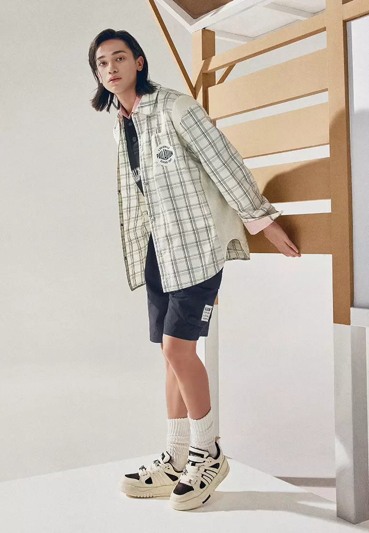 男裝 PALLADIUM LOGO 寬鬆格紋長袖裇衫