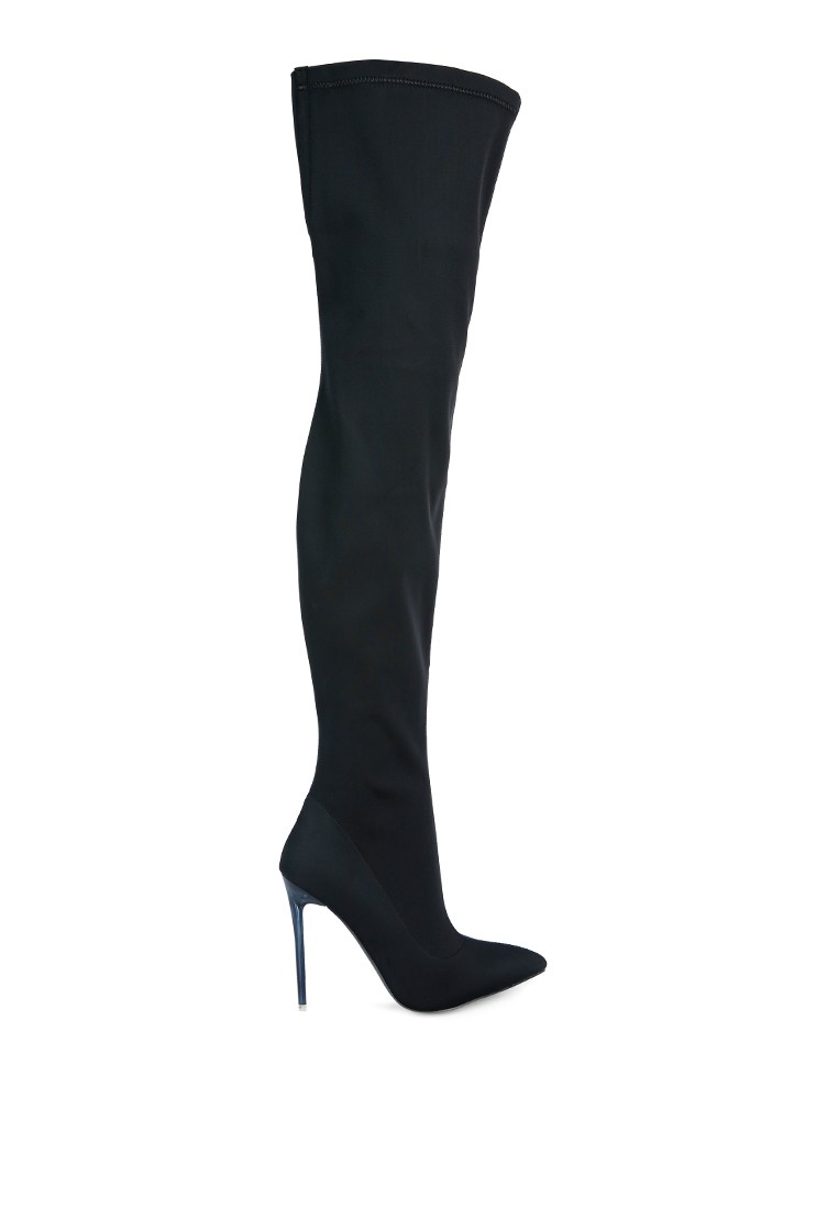Black Superstretch Stiletto Long Boot