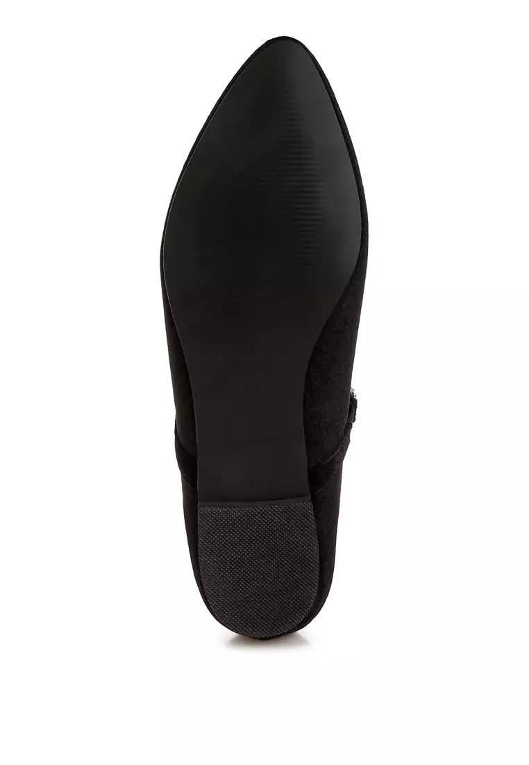 Velvet Mary Jane Ballerinas in Black