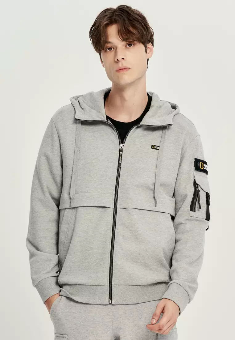 パーカー・フーディ NATIONAL GEOGRAPHIC N233UFT920 Sulian sleeve pocket training National Geographic Unisex Sleeve Pocket Hooded Zip Up