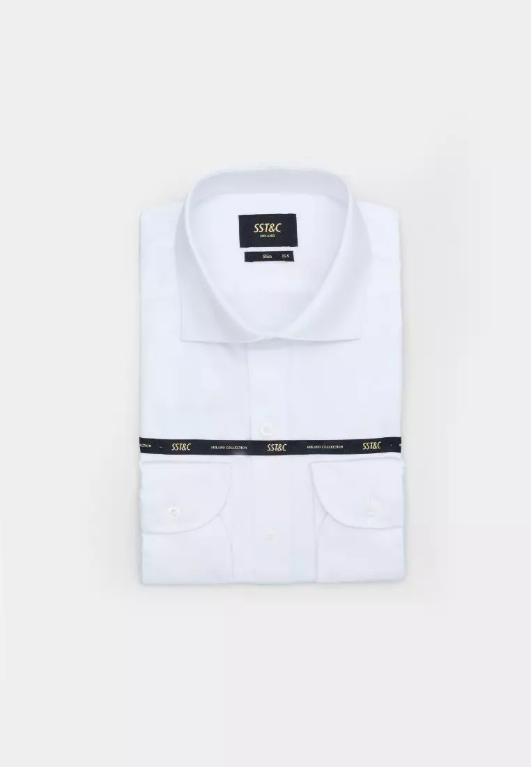 Milano Collection White Slim Fit Shirt