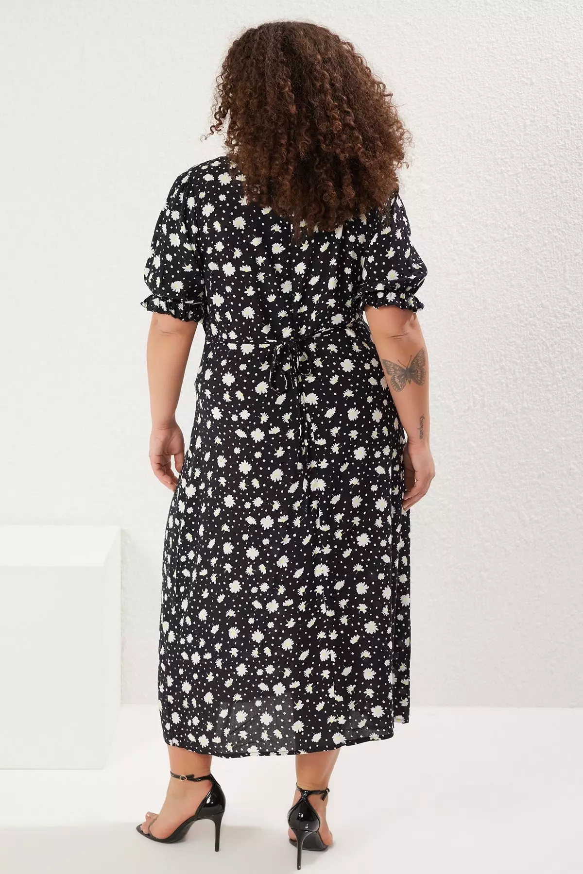 Plus Size Floral Woven Slit Dress