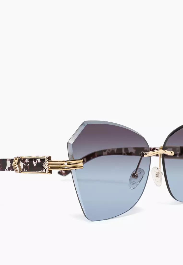 Kacamata Kupu-Kupu Punk Ombre dalam Warna Abu-abu Biru