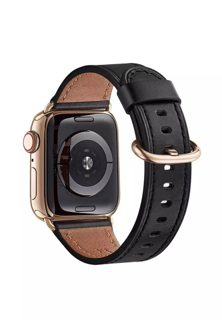 Black leather apple watch band 38mm clearance
