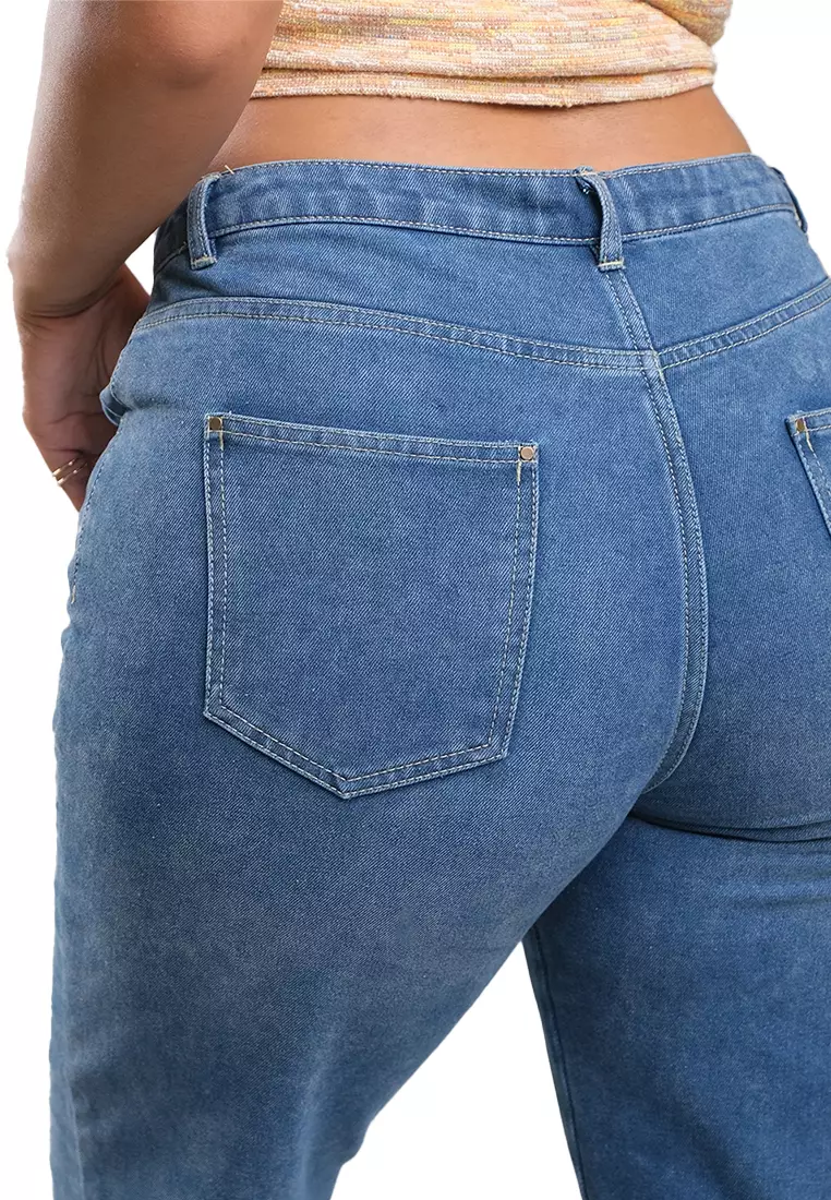 Mid Rise Straight Denim Jeans