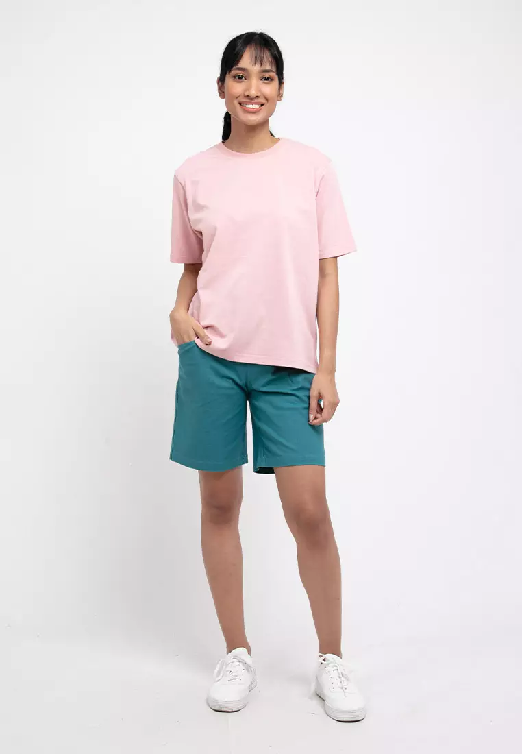 Forest Ladies Premium 100% Cotton Heavy Weight Boxy Cut Crew Neck T Shirt Women | Oversized T Shirt Perempuan - 822323-54Pink