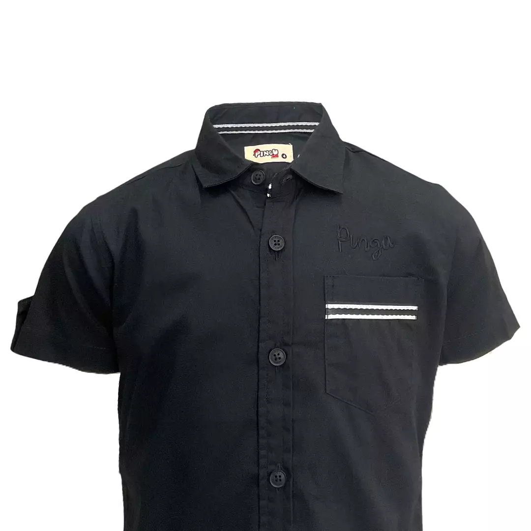 Pingu Kemeja Anak Laki Laki Polos Pendek Hitam 92205630