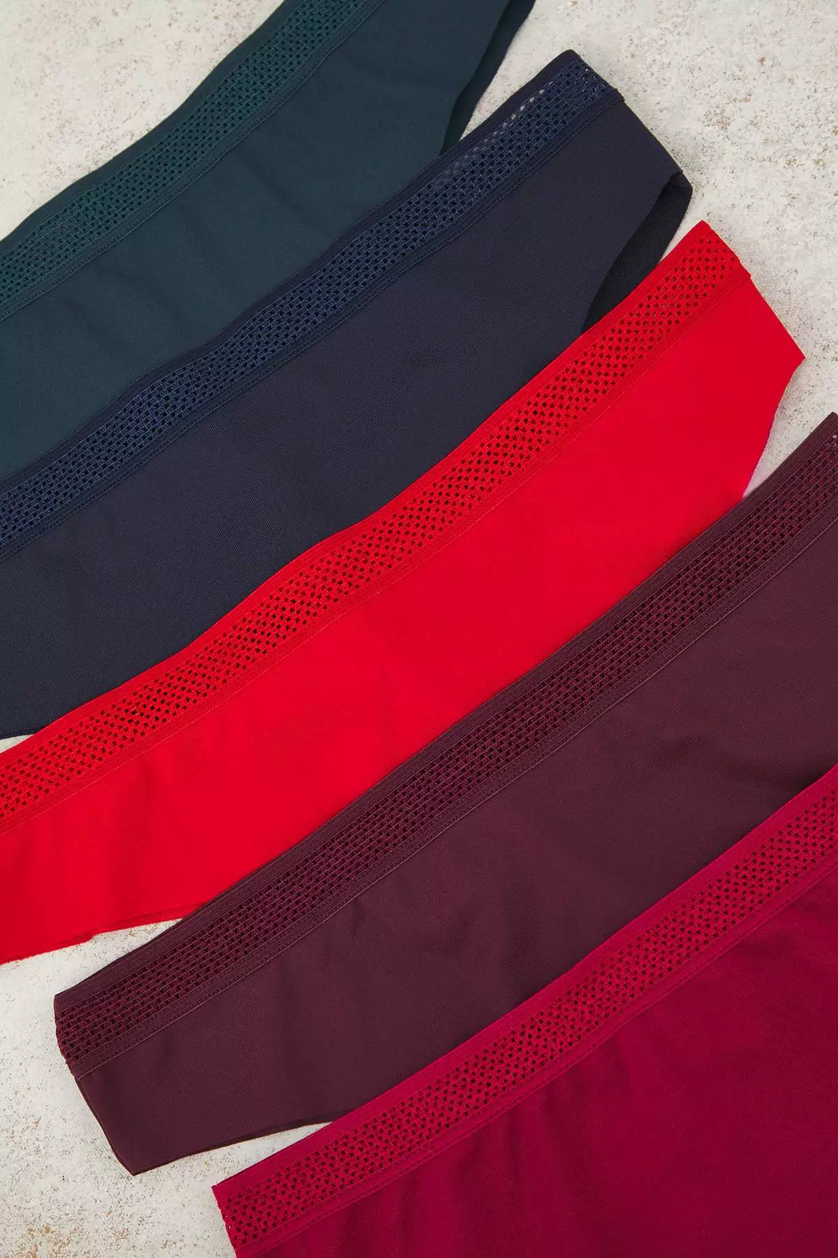 Multicolored 5-Pack Micro Lace Detailed Thong Knitted Panties