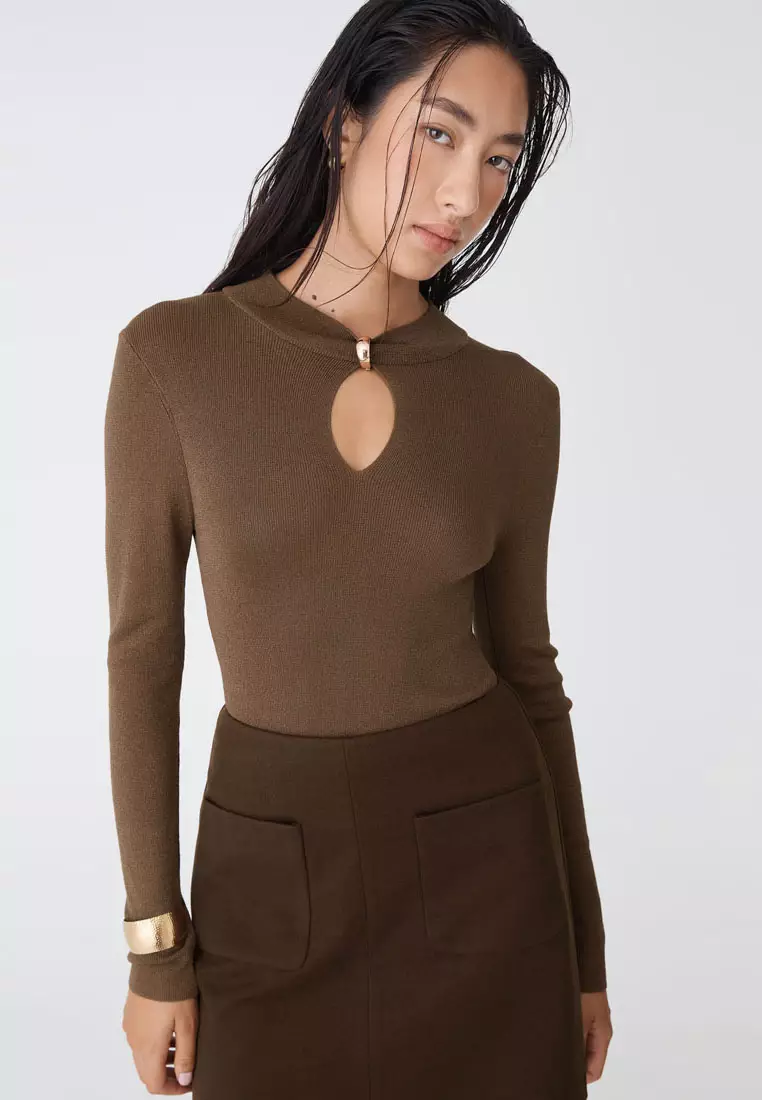 Ciara Keyhole Lurex Knit Top