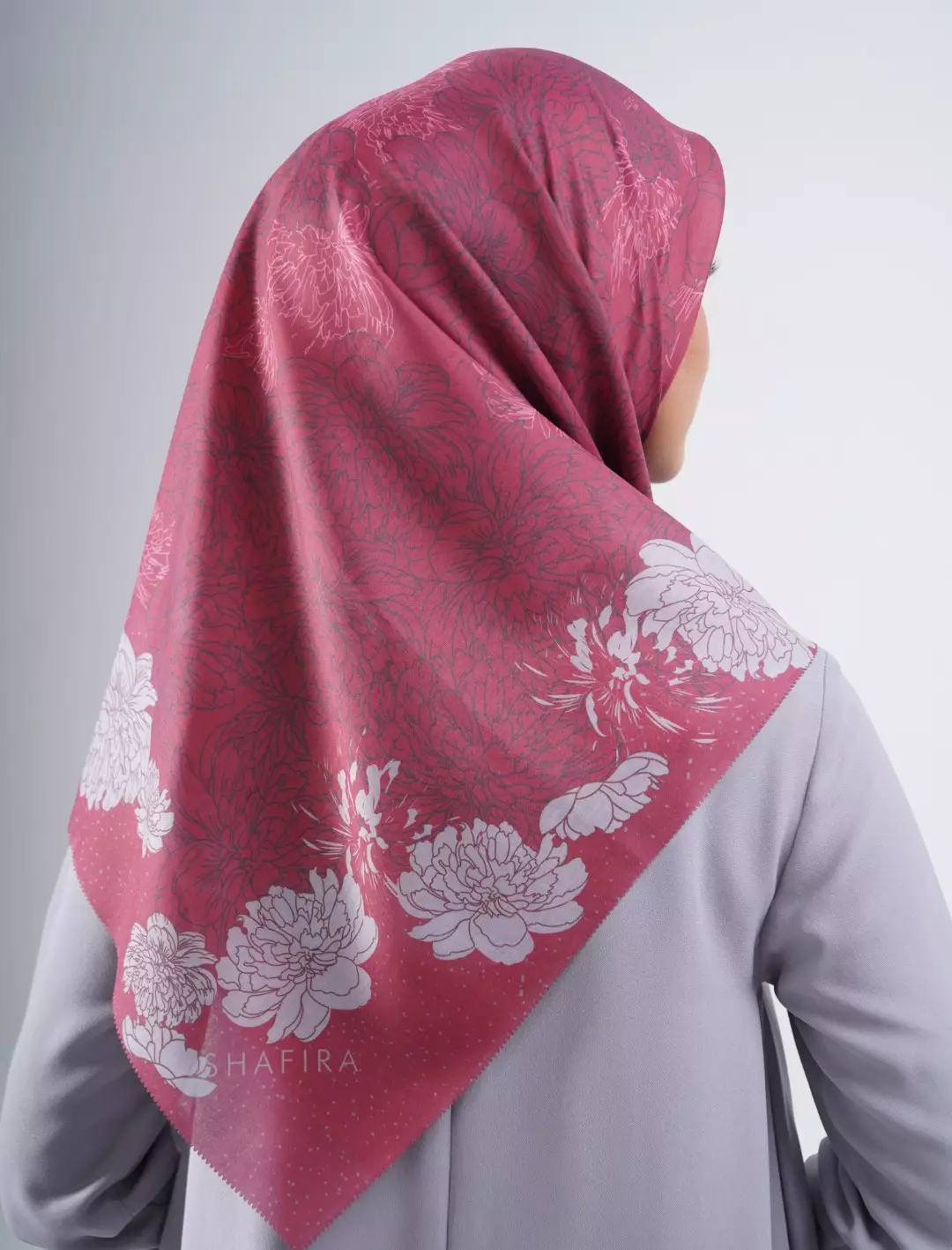 Cezia Printed Scarf Magenta | Hijab Kerudung Segi Empat Motif