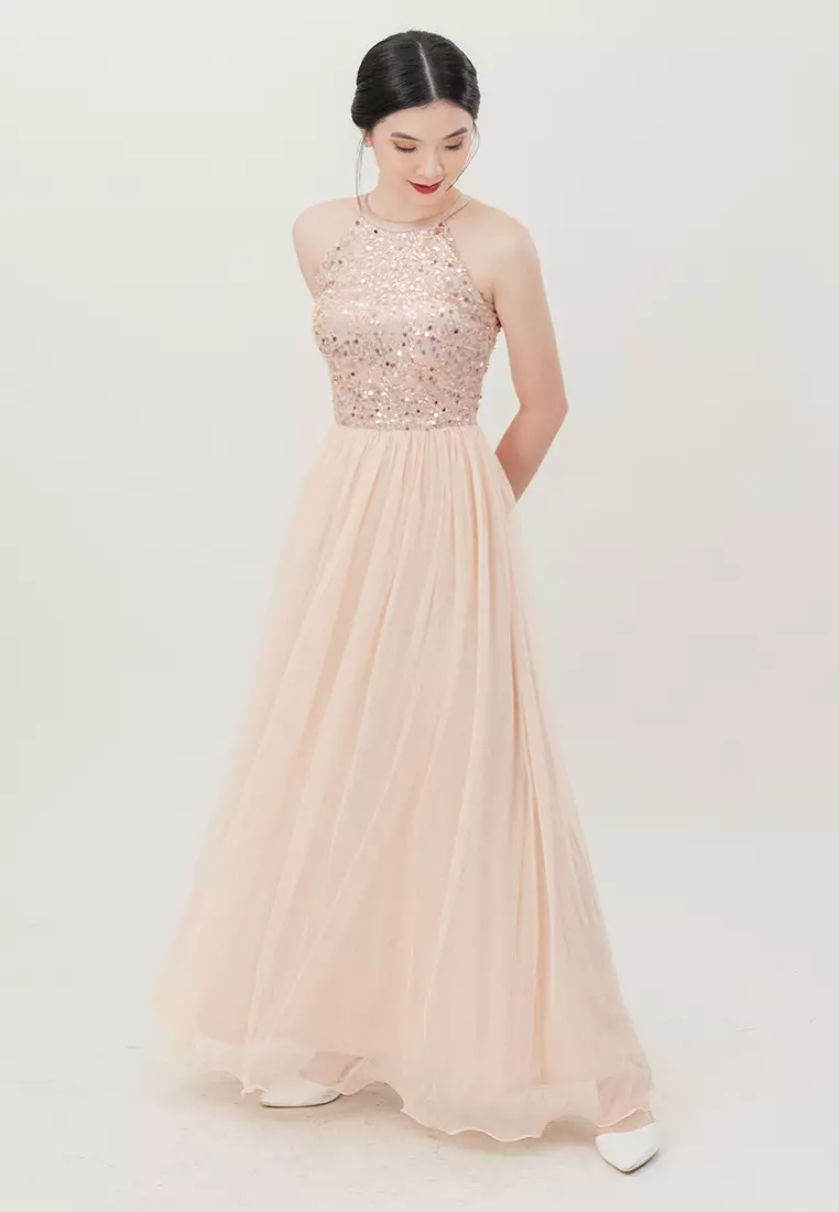 网纱长款晚礼服