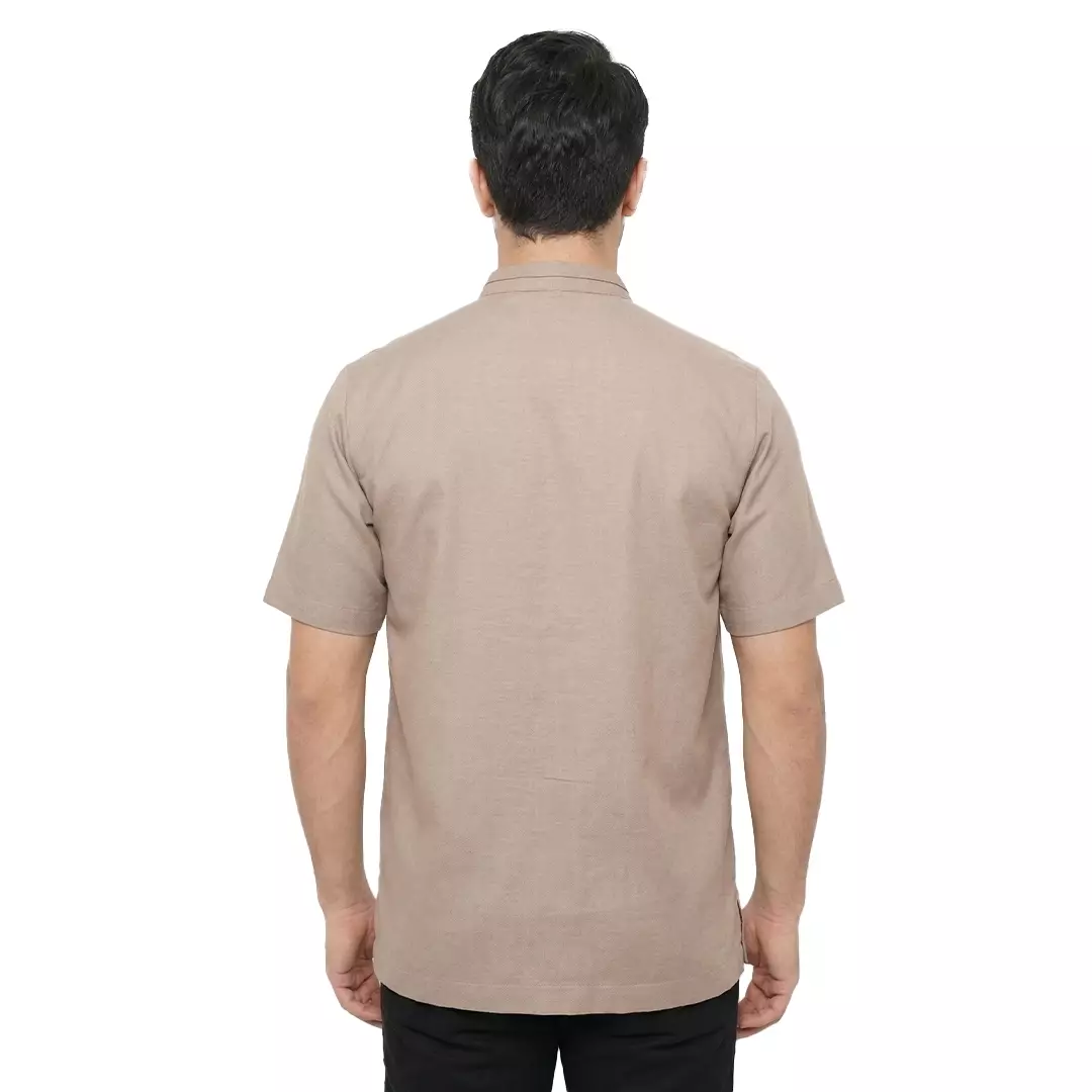 Rabbani - Kemeja Koko Muslim Pria Lengan Pendek Dewasa Aizen Exclusive - Brown