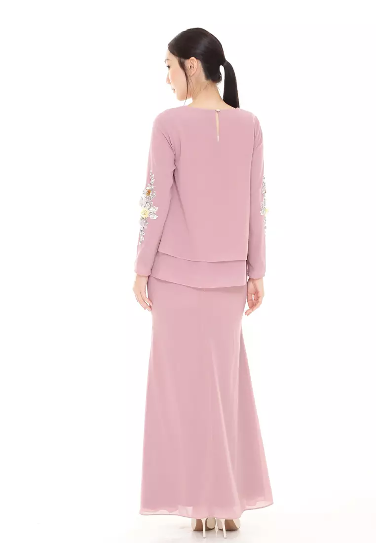 Gloria Kurung Kedah Modern in Dusty Pink