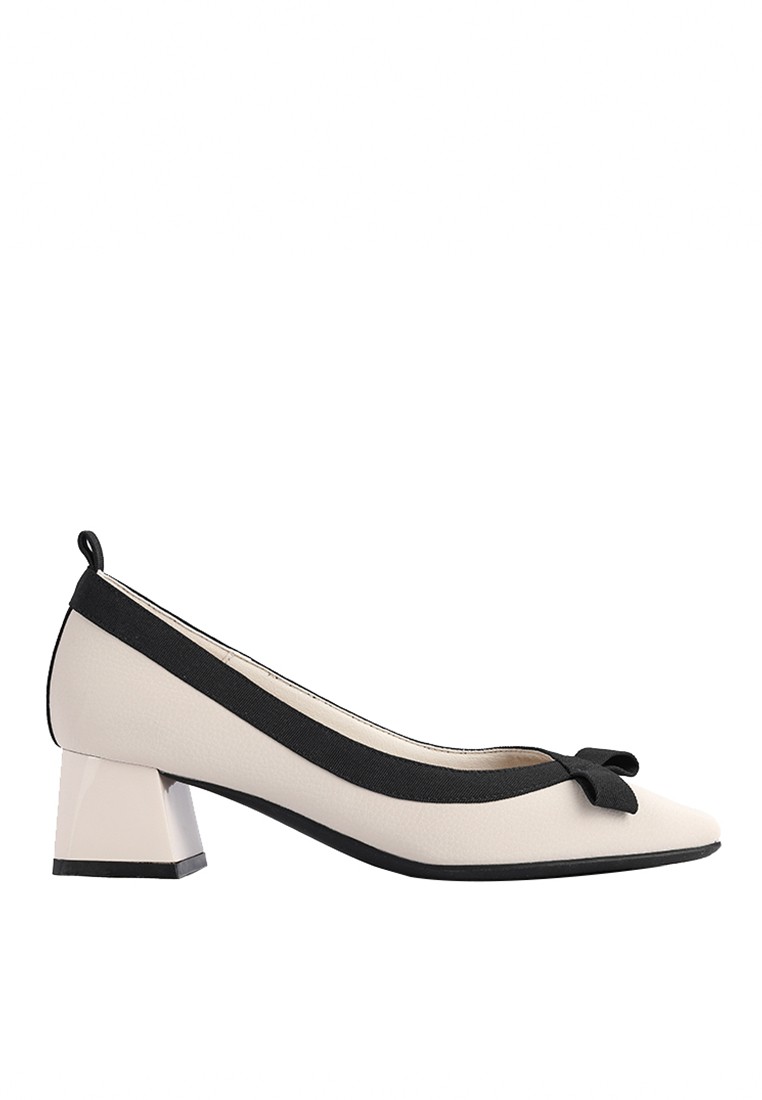 Square Toe French Ribbon Block Heels Shoes XJ332-43