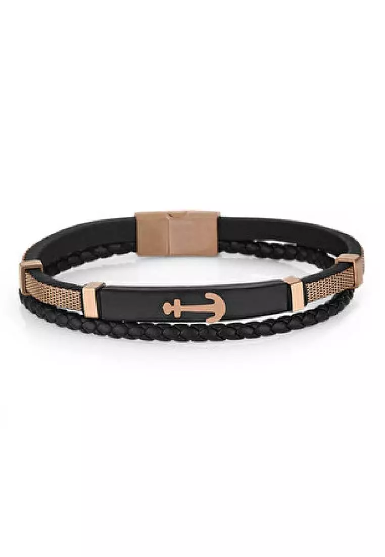 Gold leather bracelet deals for men