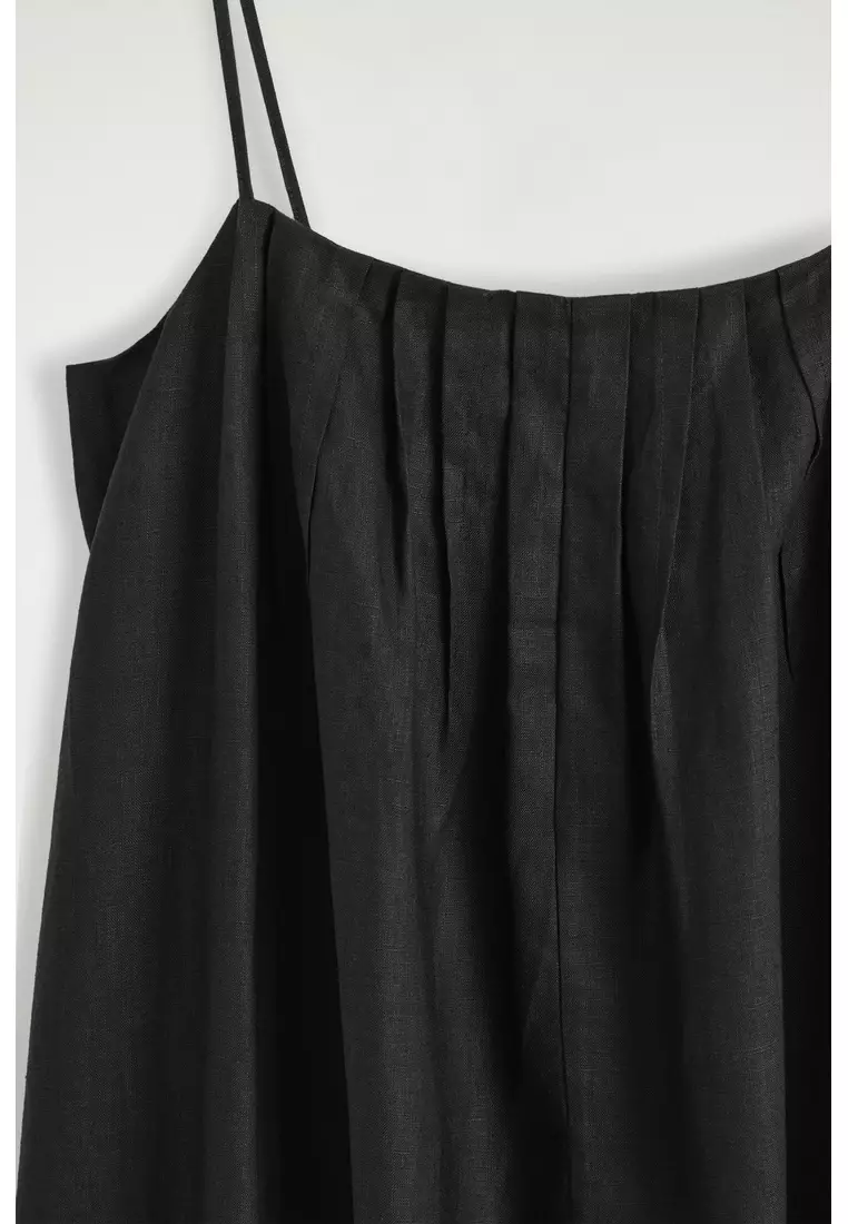 PLEATED LINEN MAXI DRESS