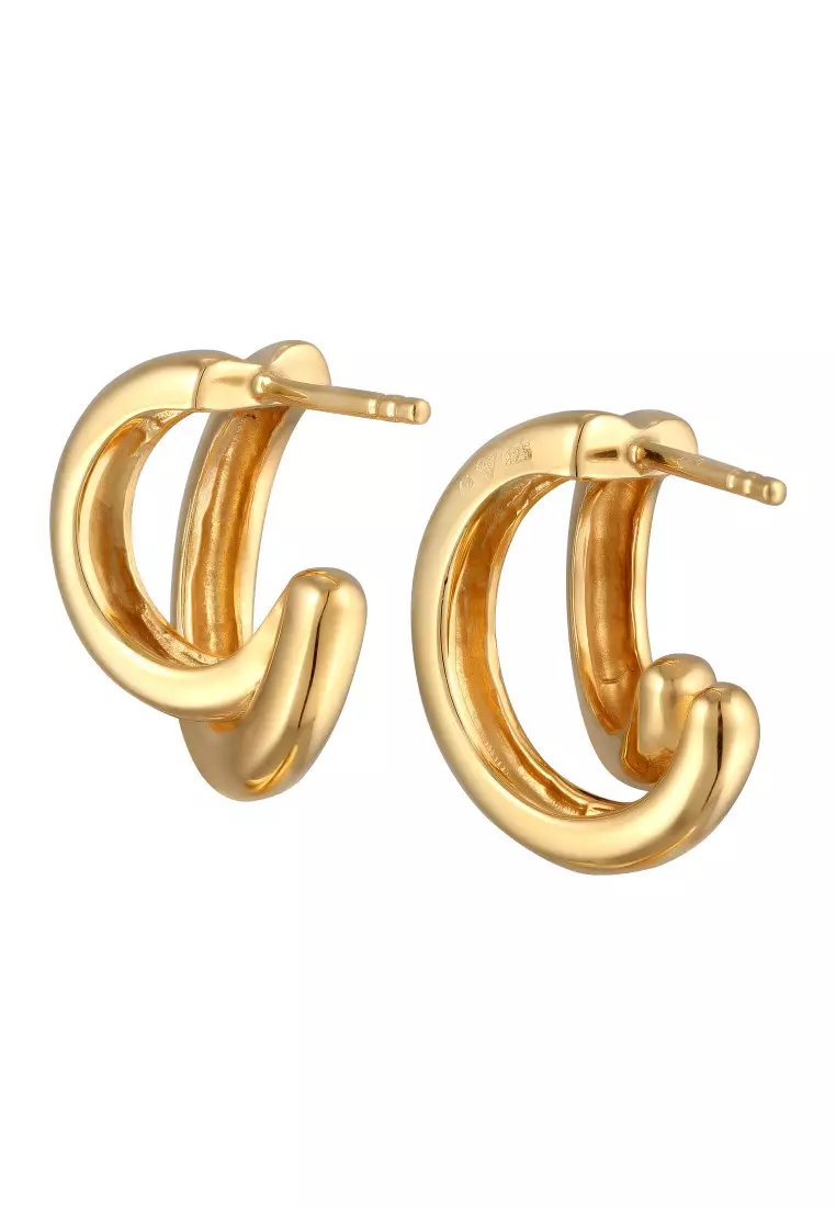 Anting Perhiasan Perak 925 Wanita Spiral Gold Plated