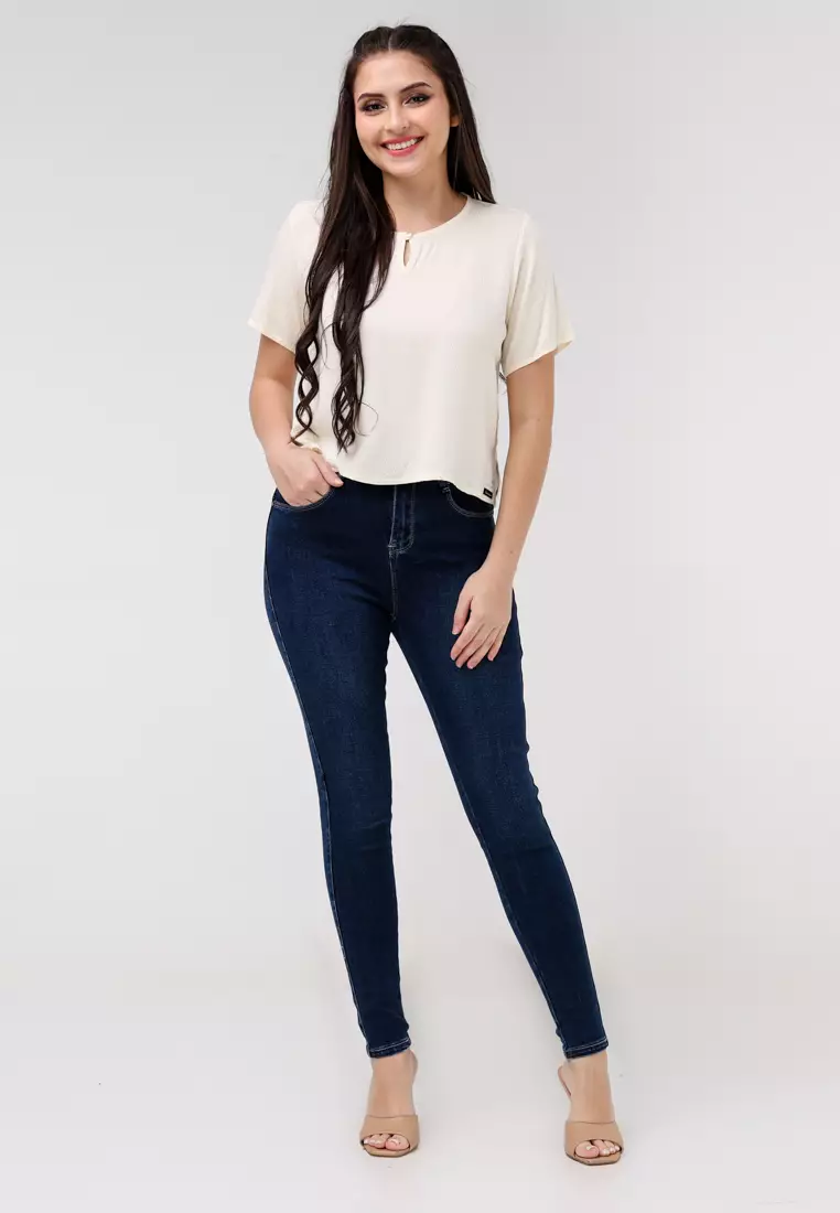 Textured Woven Short Sleeves Blouse