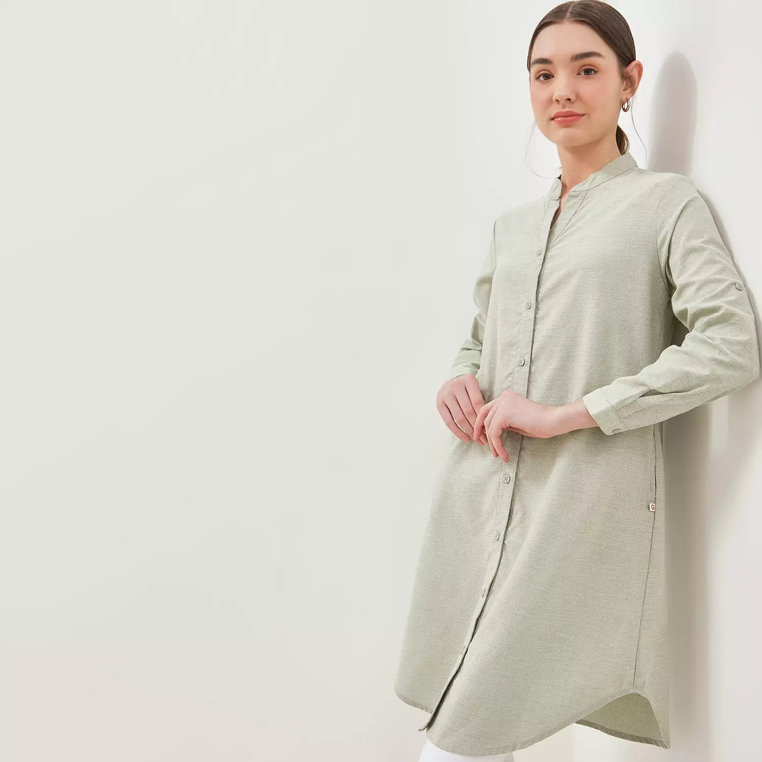 Jual Graphis GRAPHIS Button V-Neck Long Shirt Dress Original 2025 ...
