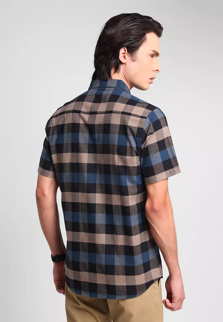 Manzone Kemeja Lengan Pendek Pria Slim Fit Rodrick 6 - Black
