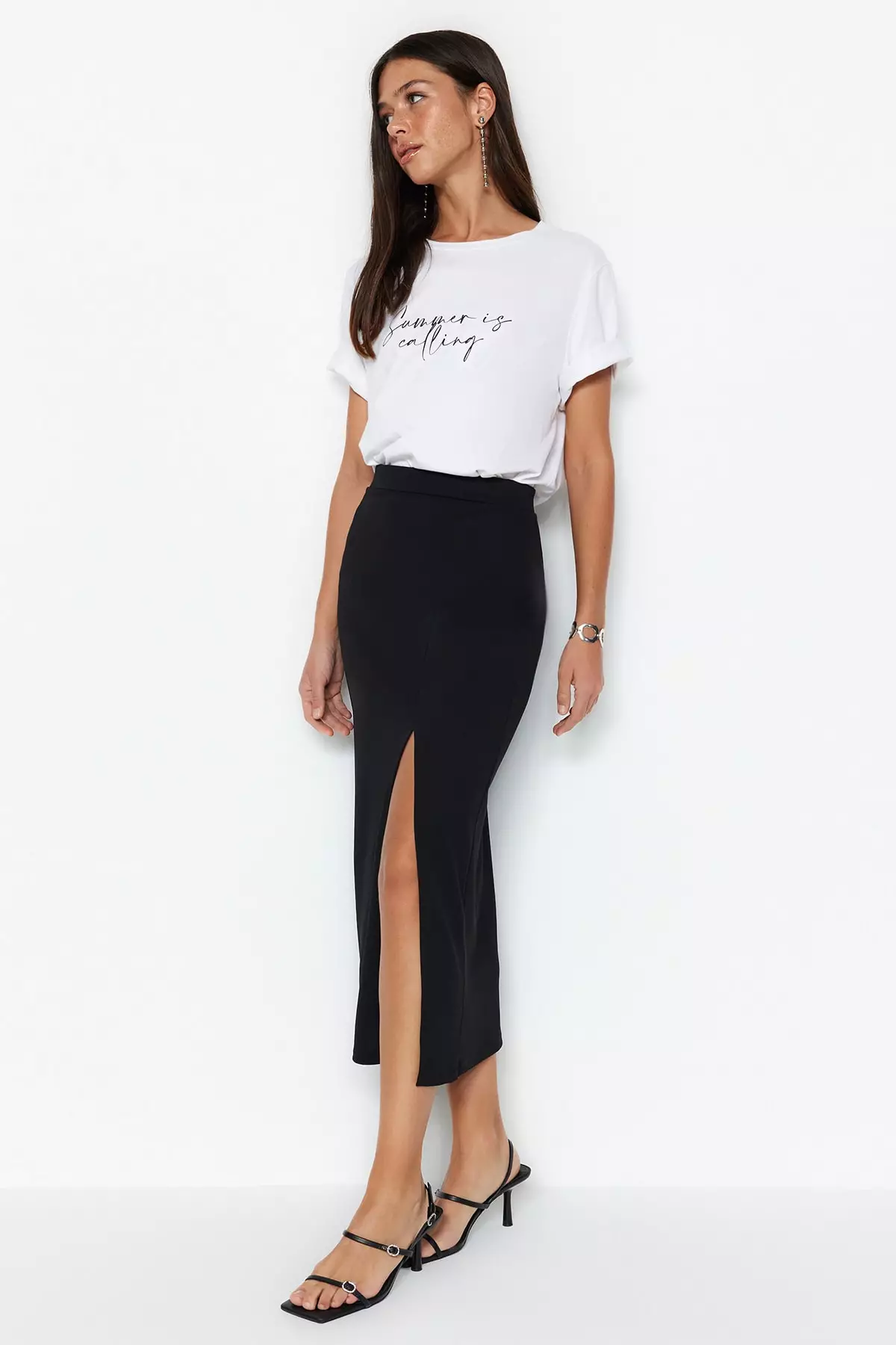 Slit Midi Skirt