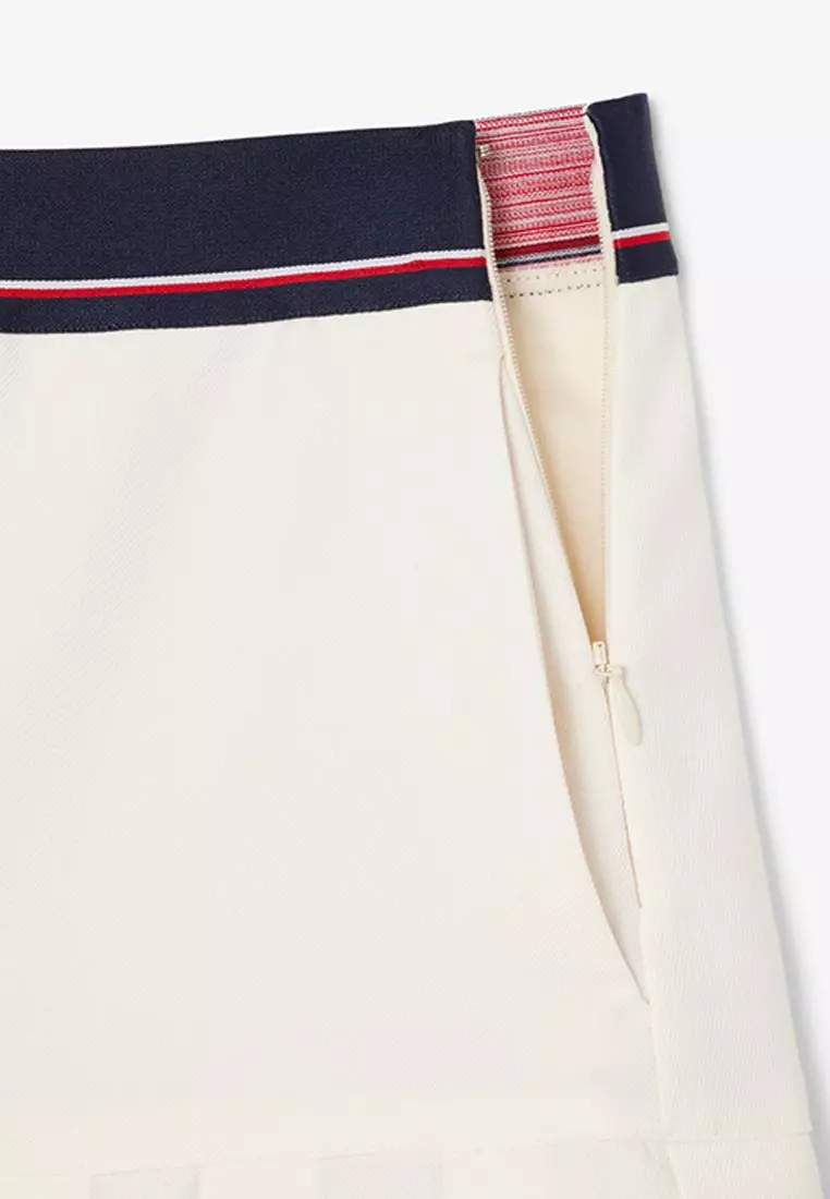 Short Pleated Wool Blend Skirt