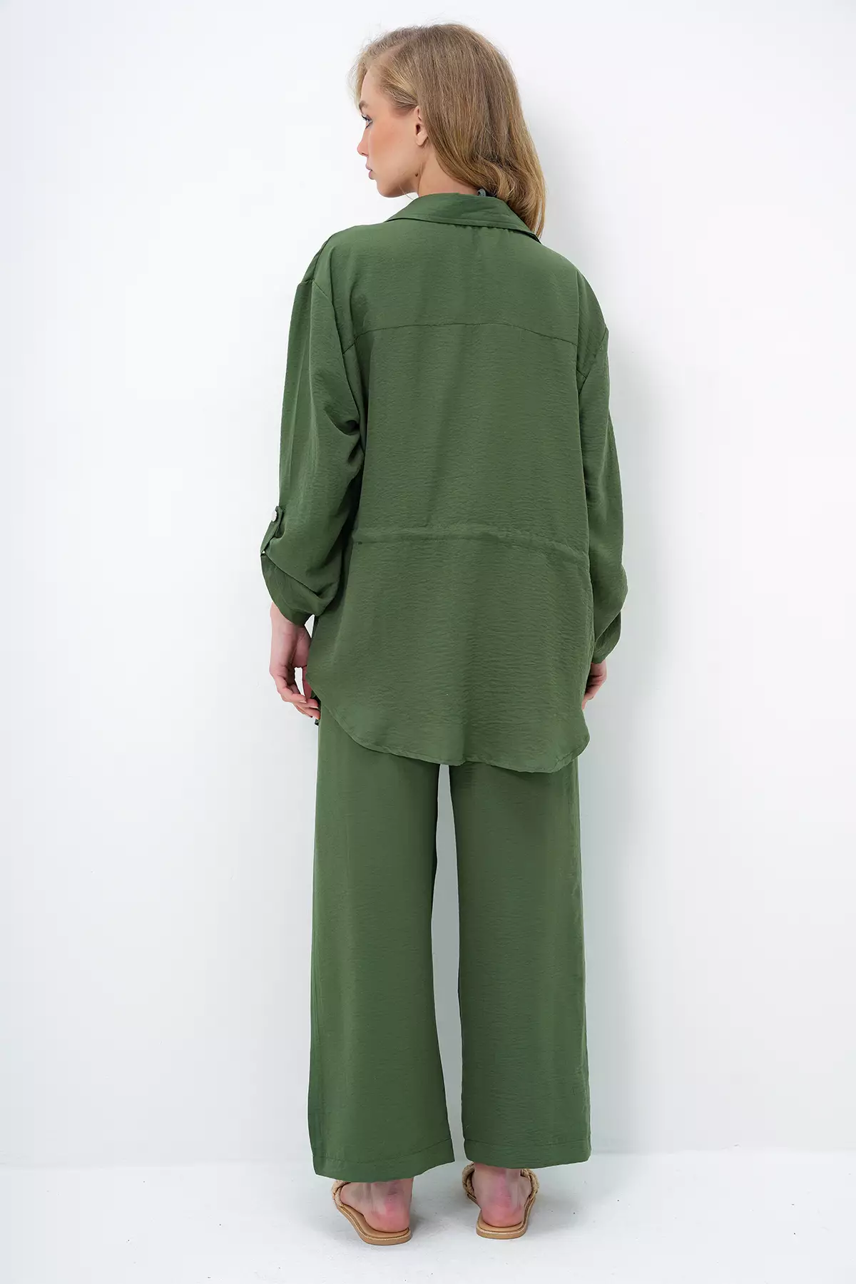 Safari Jacket & Wide Leg Trousers Set