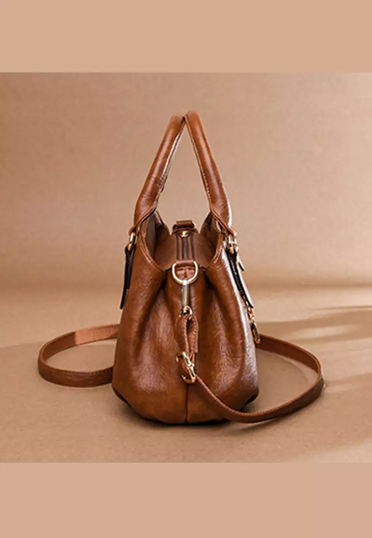 Stylish Textured Faux Leather Three Way Handbag JW HD-2674