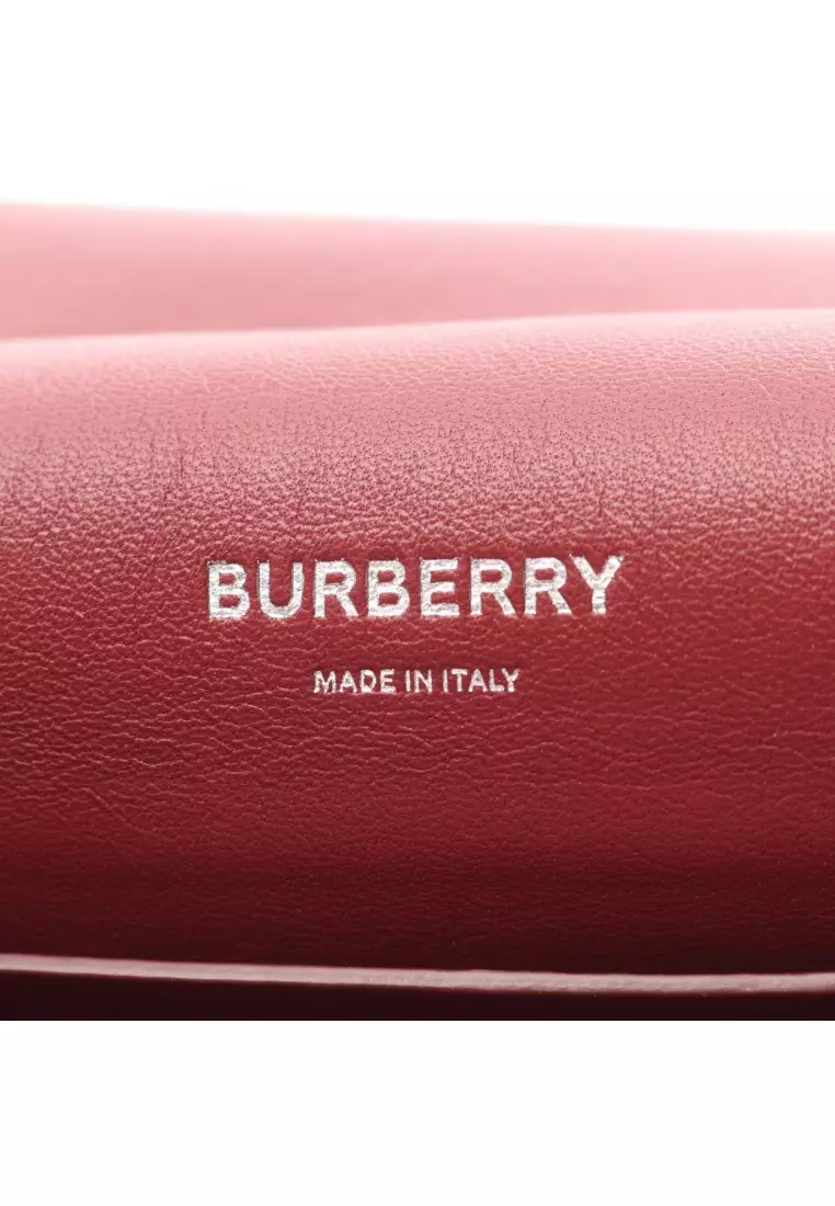 Pre-Loved Burberry TB logo Shoulder bag leather Red
