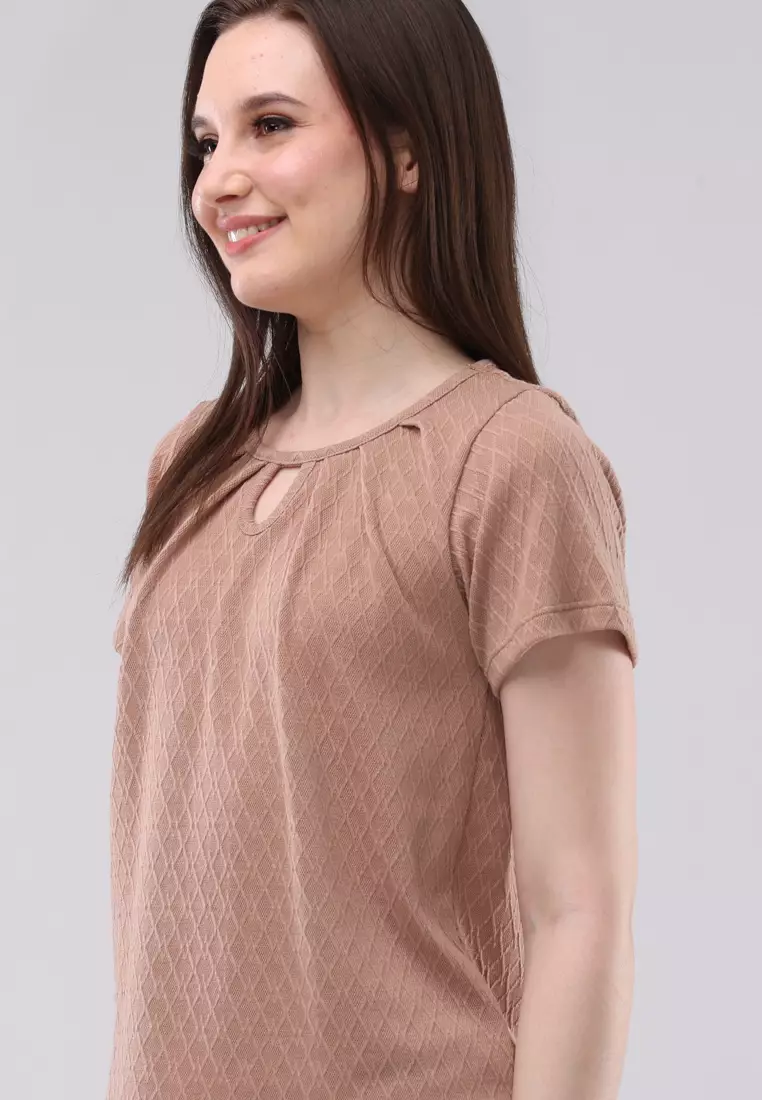 Special Textured Knits Short Sleeves Blouse